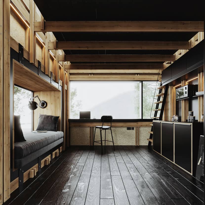 Arrachay interior made of wood