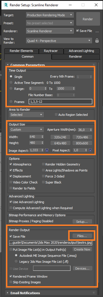 3D Render Setup for 3ds Max with Scanline Renderer