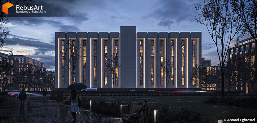 RebusArt featuring Ahmad Eghtesad Ahmad Eghtesad, 'Fiscal Hub' Architectural visualization