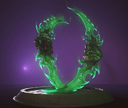 Two rendered green blades
