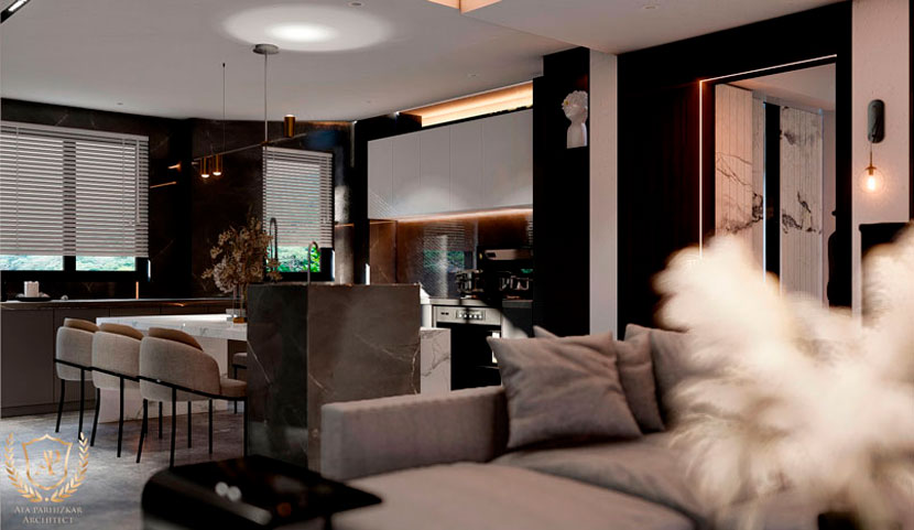 denmark dream home - living room plus kitchen
