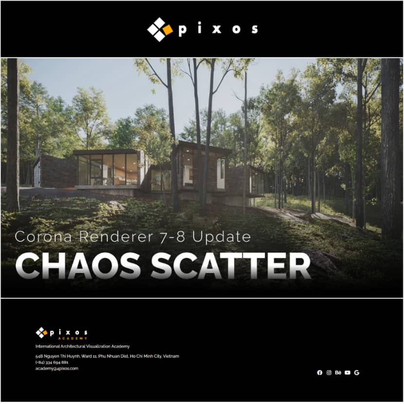 4Pixos Academy - Chaos Scatter - Corona renderer 7-8 update