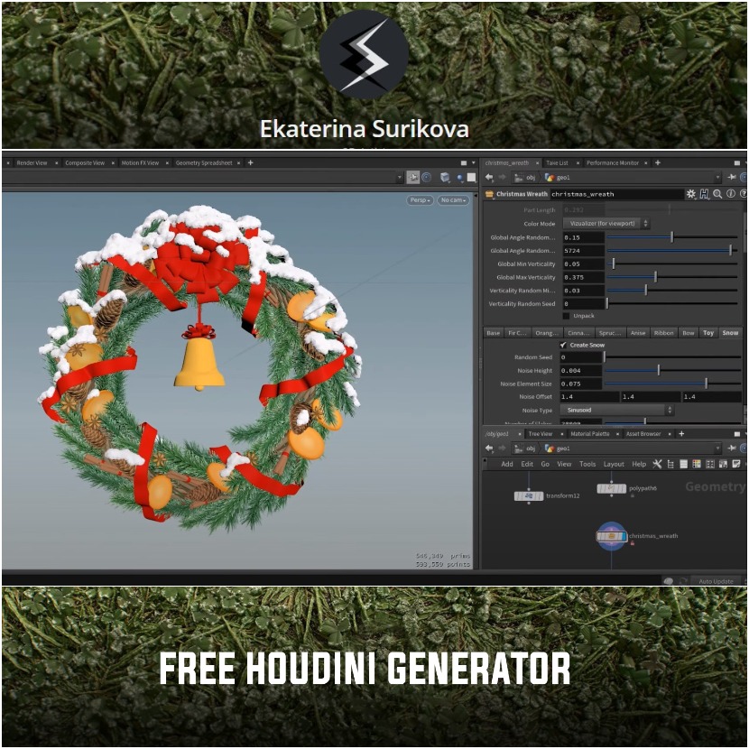 Houdini - Christmas wreath - Free generator 