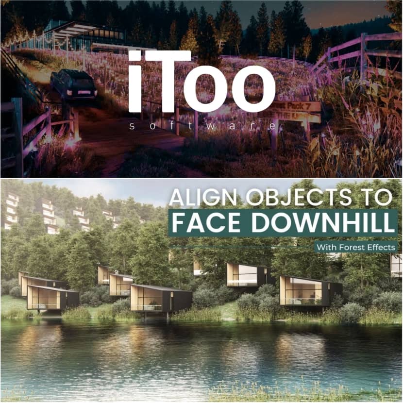 iToo Software - Populate hills and mountains with buildings auto-aligned to face downhill with Forest Effects