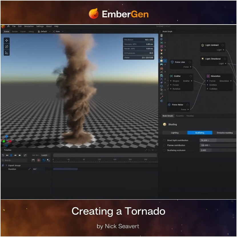 JangaFX - Creating a tornado effect with EmberGen